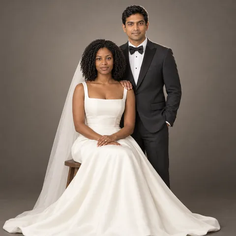 Generiertes Beispiel für die Bild-Prompt-Vorlage „AI Wedding Photos“.