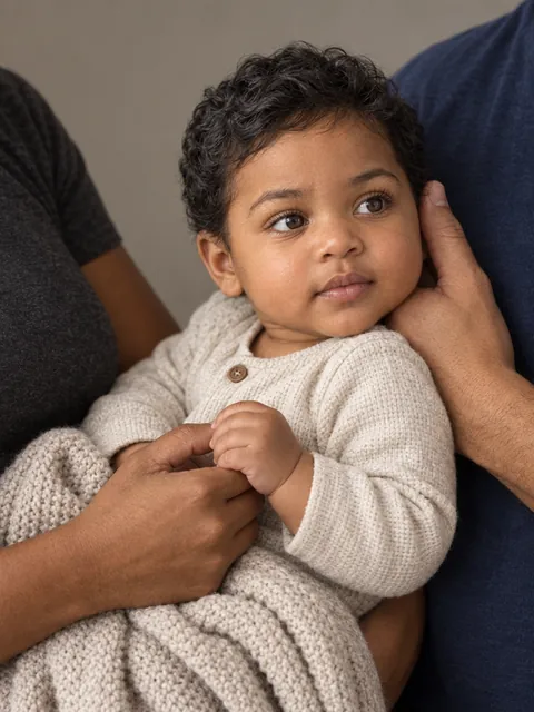 Generiertes Beispiel für die Bild-Prompt-Vorlage „Baby Prediction Portrait“.
